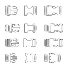 Set of Buckle icon flat vector illustrations  