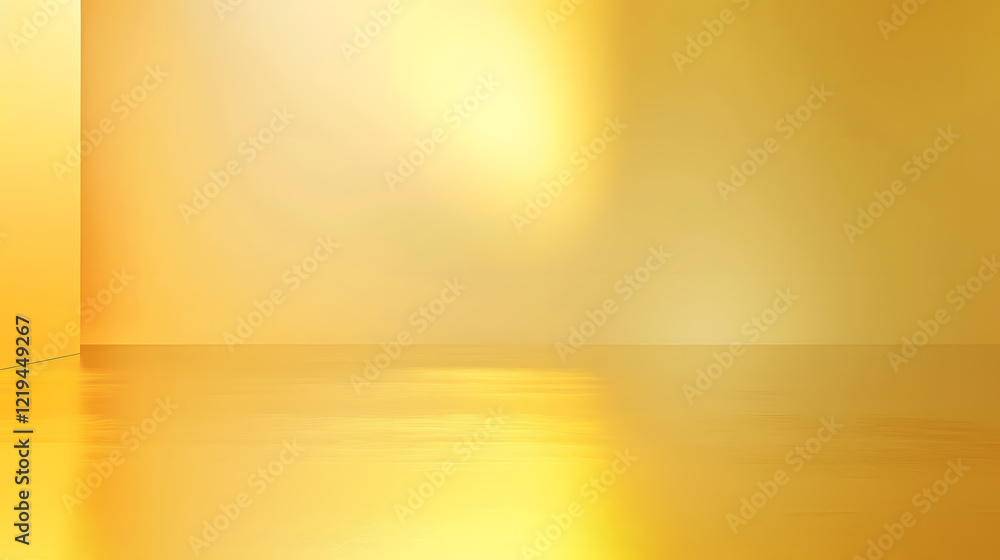 Poster gold and yellow empty studio room with a smooth gradient background, generative ai