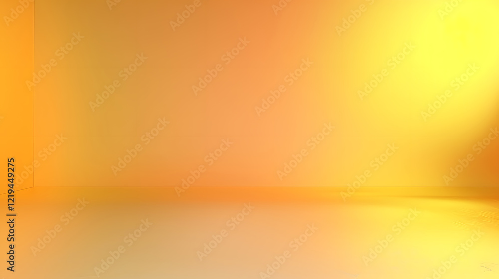 Poster gold and yellow empty studio room with a smooth gradient background, generative ai