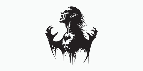 Gothic Vampire Halloween silhouette Cartoon vector icon