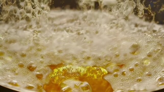 Close-up frothy beer bubbles, pouring, amber liquid, pub background, drink advertisement