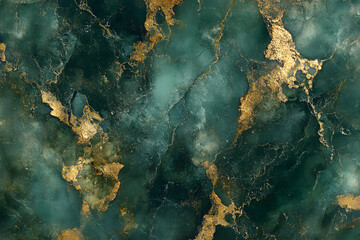 marbled alcohol ink design featuring deep green tones and shimmering gold swirls with luxurious, flowing patterns