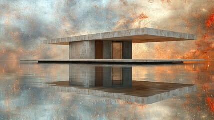 Concrete Pavilion Reflecting Celestial Canvas