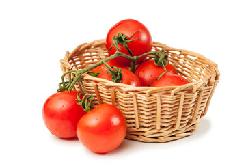 Solanum lycopersicum tomato in a basket left
