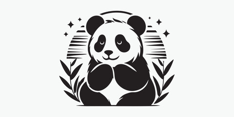 panda silhouette Cartoon vector icon