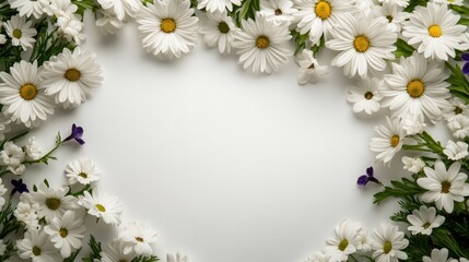 Fototapeta premium Delicate white daisies form heart shape, creating serene and lov