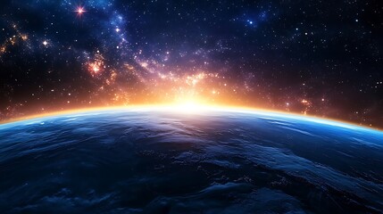 Fototapeta premium Cosmic Sunrise: A Breathtaking View of Earth from Space