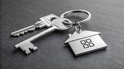 Silver Keys with House-Shaped Keychain Real Estate Concept V5