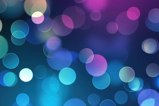 Abstract blurred bokeh background with colorful lights and circles on a dark blue or purple background, perfect for design, print, or web presentation, adding a touch of elegance and vibrancy