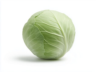 Obraz premium Fresh Green Cabbage Isolated on White Background - Perfect for Healthy Cooking and Vegan Recipes