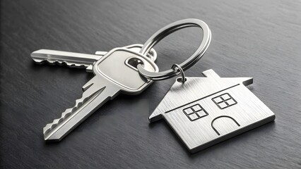 Silver Keys with House-Shaped Keychain Real Estate Concept V7