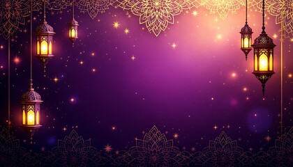 Ornate Lanterns and Mandala Designs: A Festive, Purple Nightscape