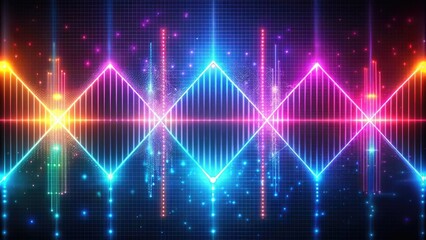 Fototapeta premium Electronic music waveform with neon lights and geometric patterns, geometric, futuristic, abstract, neon