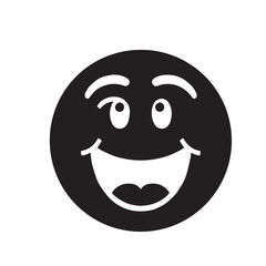 Happy Winking Emoticon Black and White Design