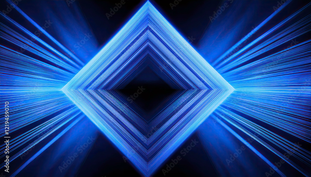 Poster inspiring minimalism of motion light lines creating a diamond shape in dark ambience