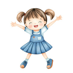 Watercolor little girl , Watercolor illustration