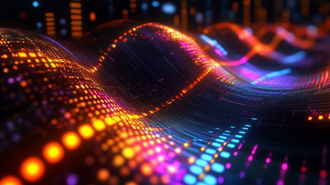 Market differentiation depicted vibrant glowing patterns showcasing unique segments on a futuristic display representing how brands stand out by offering distinct value propositions