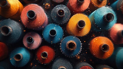 Fototapeta premium A vibrant visualization of interconnected circular nodes arranged in a gradient of colors,