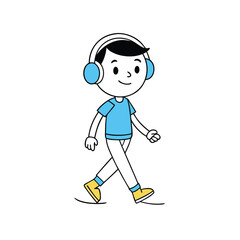 the boy is listening to music with headphone 