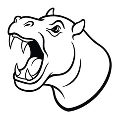 roaring hippopotamus head