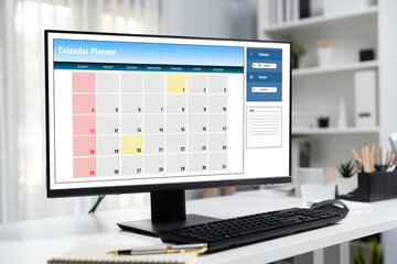 Calendar on computer software application for brisk schedule planning for personal organizer and...