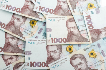 Ukrainian money, texture from Ukrainian banknotes in the denomination of one thousand hryvnias, the banknote depicts Vernadsky