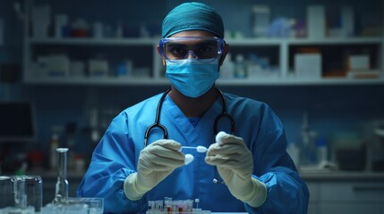 healthcare, profession and medicine concept - indian doctor or male nurse in blue uniform, face...