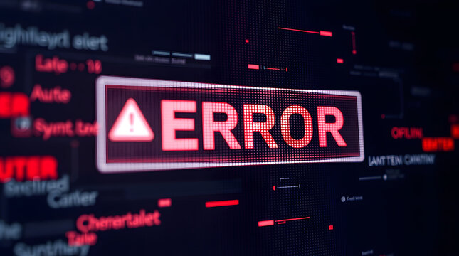 pixelated error message text in a vintage retro tv or computer screen