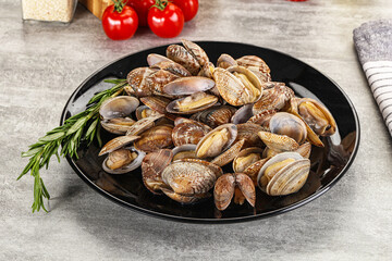 Raw vongole clams for cooking