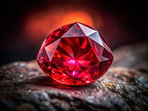 Sparkling Ruby Gemstone on Dark Background - Luxury Jewelry Stock Photo
