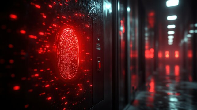 Red Fingerprint Scan, Server Room Access
