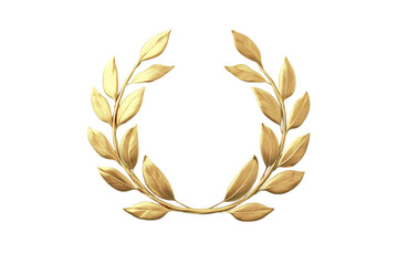 Gold laurel wreath isolated on transparent background