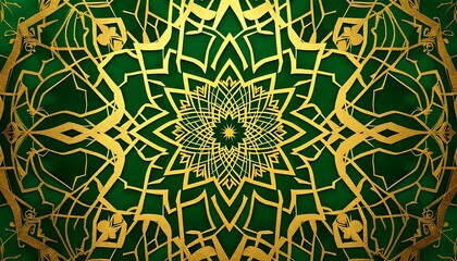 Golden Mandala: Emerald Green Intricate Design