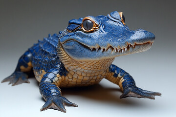 Fototapeta premium A vibrant blue alligator basking in the sun