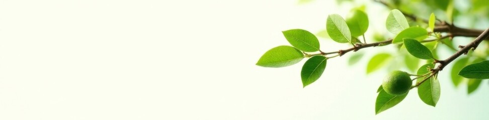 isolated green lime tree branch against white, white, plain