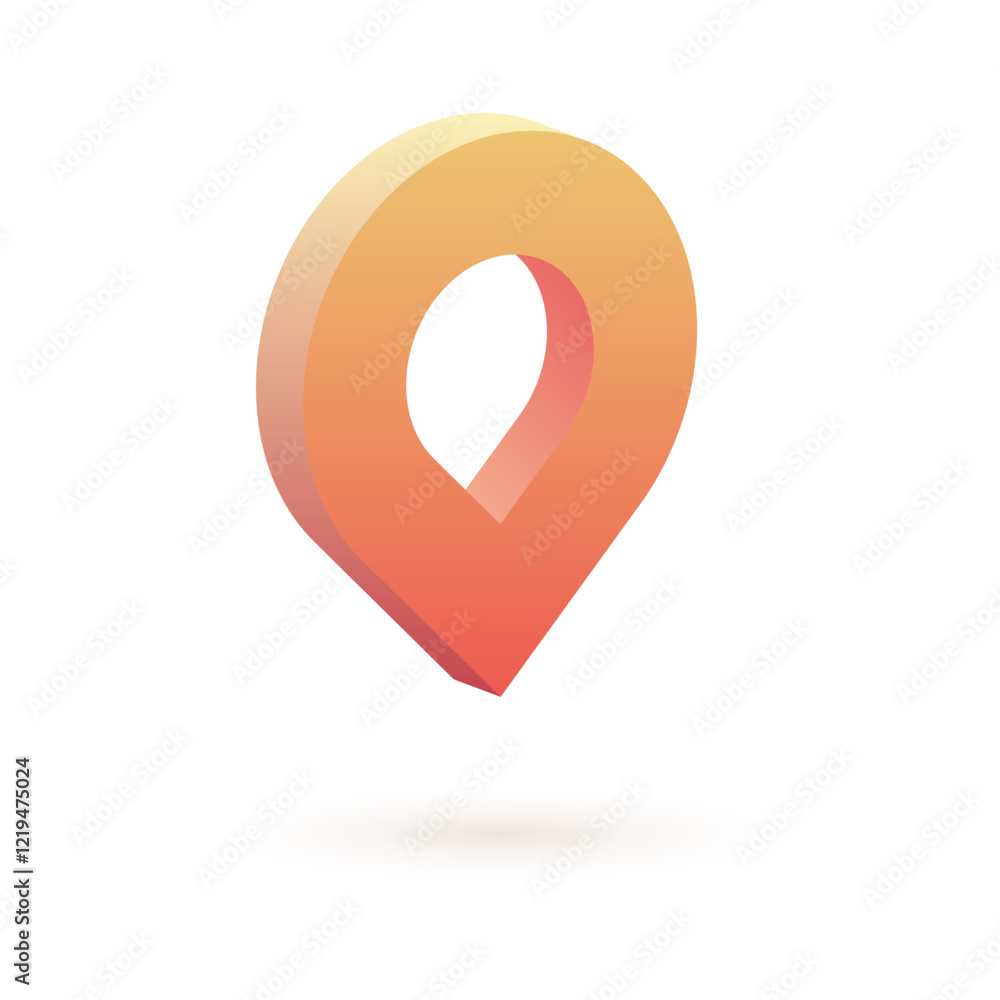 Fototapete Isometric 3d pin pointer road icon with a colorful gradient on the transparent background.