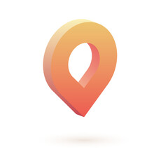Isometric 3d pin pointer road icon with a colorful gradient on the transparent background.