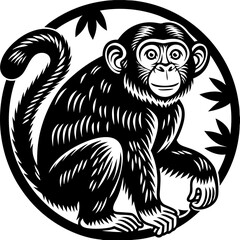 illustration of a monkey in a tree vector silhouette