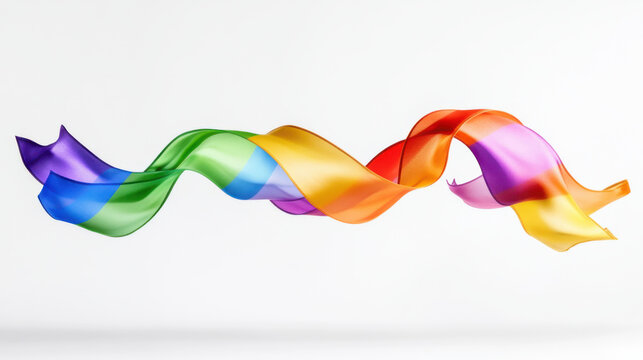 Colorful ribbons twisting in air create vibrant and dynamic visual. flowing movement and bright hues evoke sense of joy and celebration