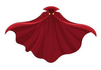Magician cover, flying cape superhero cloth. Magic hero flowing rescue covering of wizard, front view. Vector scarlet fabric silk cloak, mantle costume. Illustration of carnival vampire satin clothes
