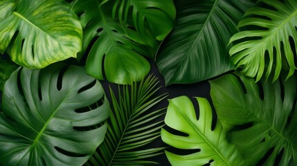 Lush Tropical Foliage Collection - Vibrant green tropical leaves, symbolizing nature, growth, serenity, paradise, and abundance. Perfect for design projects.