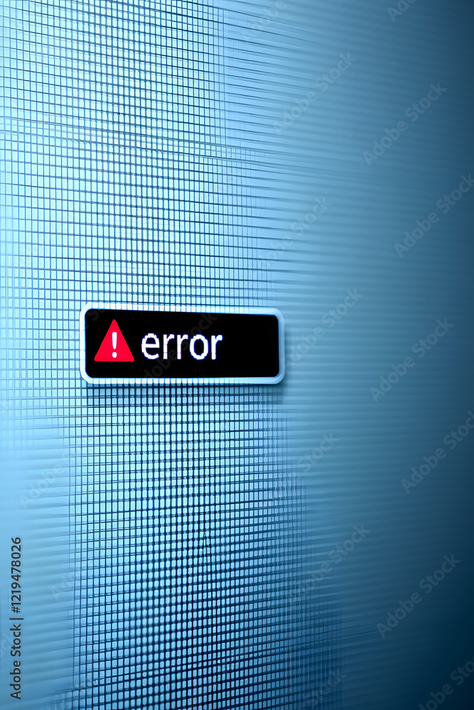 Poster pixelated error message text in a vintage retro tv or computer screen