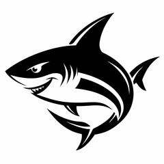 Obraz premium shark, fish, animal, sea, vector, cartoon, illustration, white, ocean, isolated, fin, water, predator, blue, danger, silhouette, underwater, dolphin, nature, teeth, dangerous, wildlife, marine, swimmi