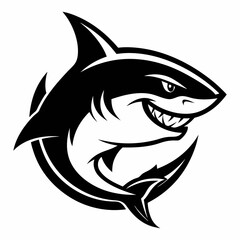 shark, fish, animal, sea, vector, cartoon, illustration, white, ocean, isolated, fin, water, predator, blue, danger, silhouette, underwater, dolphin, nature, teeth, dangerous, wildlife, marine, swimmi