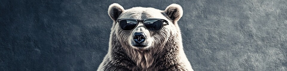Bear Sunglasses Monochromatic Background Surreal