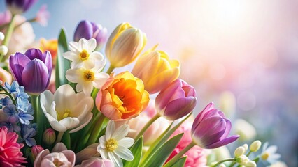 Obraz premium Spring Floral Bloom: Low Light White Background Stock Photo