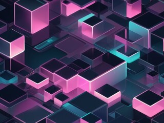 Obraz premium Futuristic Neon Cubes: Abstract Geometric Art