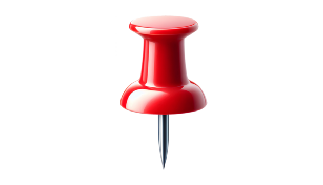 Pinpoint Precision: Red Push Pin on Transparent Canvas