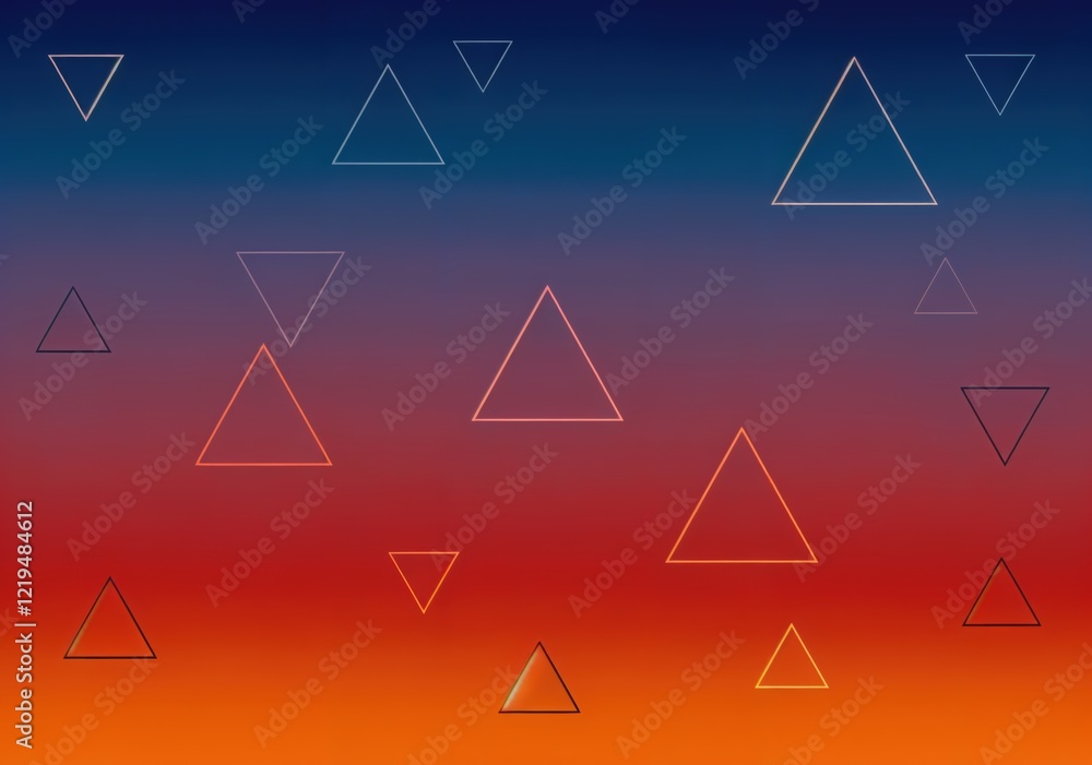 Poster geometric triangle pattern on gradient sunset background for modern design trends