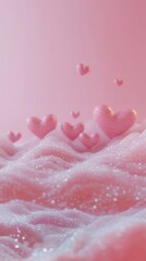 Fototapeta premium Heart Shaped Glitter on Pink Background